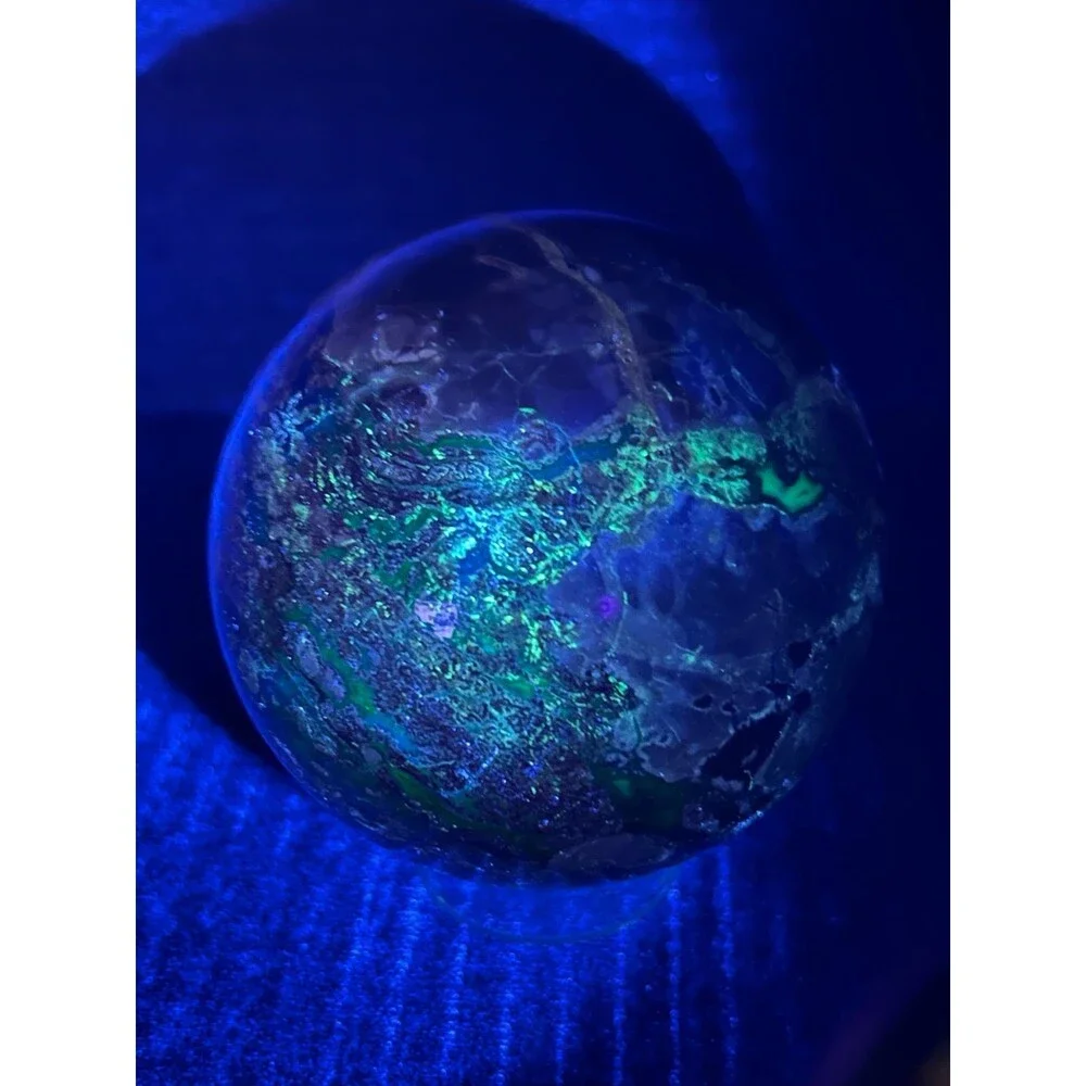 HUGE Volcano Agate Sphere 92.2 mm & over 2 lbs - Amazing UV Reaction
